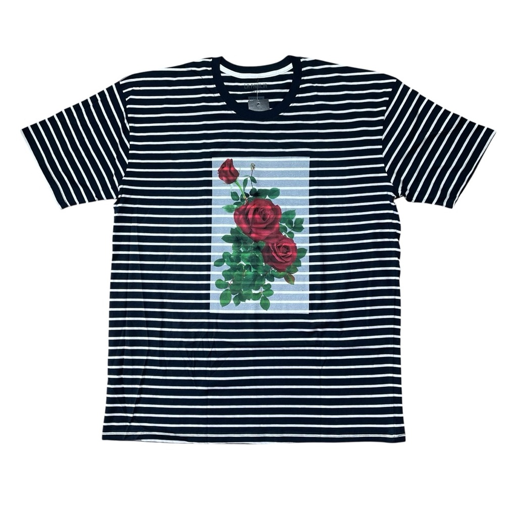La Familia MMXIV Rose Stripe Graphic T-Shirt Size XXL NWT Streetwear Floral Tee